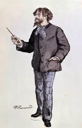 Portret pisarza Alphonse Daudet (1840-1897) Ilustracja Paula Renouarda XIX wiek Kolekcja prywatna
