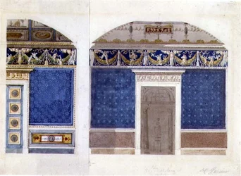 Projekt wnętrza pałacu w stylu empire, ok. 1810 (akwarela i gwasz na papierze)