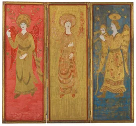 Trójpanelowy ekran (rewers), ok. 1916-17 (olej i złoty płatek na drewnie zagęszczonym)