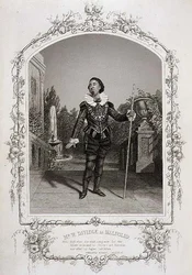 Pan W. Davidge jako Malvolio, akt III, scena 4 „Nocy Trzech Króli”, z dagerotypu autorstwa Meade Brothers of New York, wyd. autor: John Tallis & Co. (lito)