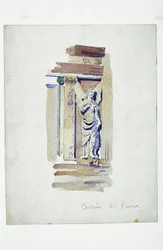 Certosa di Pavia (studium wyrzeźbionego anioła), 1891 (ołówek i akwarela na papierze)
