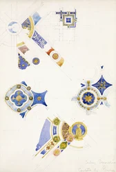 Certosa di Pavia, studia dekoracji stropu, 1891