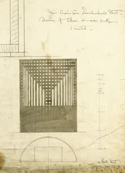 Projekt krzesła biurowego Orderu, pokazany na elewacji i planie, 1904