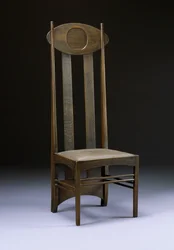Rzadkie i ważne krzesło z wysokim oparciem, ok. 1898-99 (dąb)
