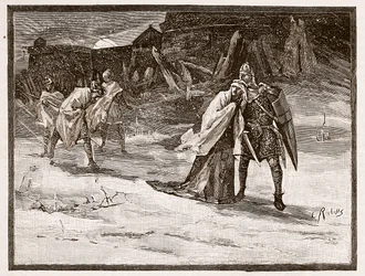 Lot Matyldy z Oxford Castle, ilustracja z „Ilustrowanej historii Anglii Cassella” (zdjęcie w sepii)