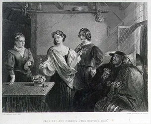 Florizel i Perdita, grawerowane przez Lumb Stocks (1812-92) (grawerowanie)
