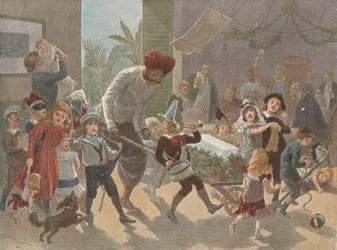 The Yule Log in India — Bringing in the Ice, z The Graphic Christmas Numb..., 2 grudnia 1889.