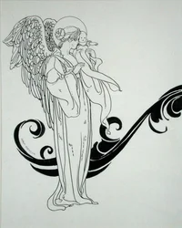 Anioł i dziecko, ilustracja z „Baśni Andersena”, wydana w 1899 r. (pióro i atrament na papierze)