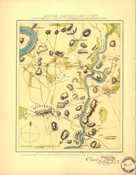 Antietam Sharpsburg i okolice. Zbudowany i wygrawerowany w celu zilustrowania "Wojny z Południem" LOC 99447381