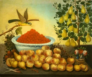 Martwa natura: owoc, ptak i grusza karłowata, 1856.