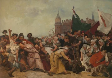 Rozbita statua księcia Alvy ciągnięta po ulicach