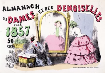Plakat reklamowy do almanachu pań i pań na rok 1857 (dziewczyny przed lodziarnią), 50 centów