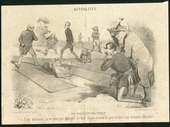 Ilustracja Charlesa Verniera (?-1887) w Le Charivari - Polityczny ptaszek - Prezydent Republiki, Ministere de l