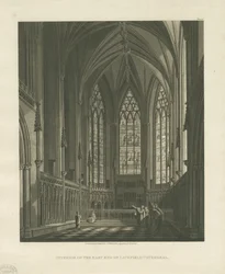 Wnętrze katedry w Lichfield - Kaplica Lady: rycina akwatinty, bd [ok. 1813] (druk)