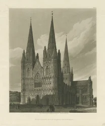 Katedra w Lichfield - front zachodni: grawerunek akwatinty, 1813 r.