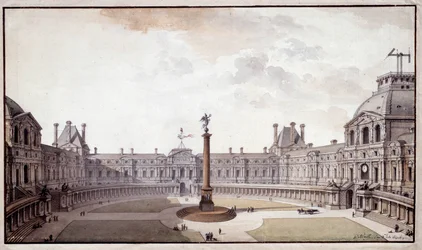 Architektura: projekt przebudowy Salonu Carre du Louvre. Rysunek tuszem i piórem autorstwa architekta Charlesa de Wailly