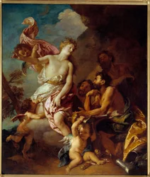 Wenus prosi Wulkana o broń do malowania Enee autorstwa Charlesa de La Fosse (1636-1716) 1700 nd. 1,79x1,52m Nantes, Muzeum Sztuk Pięknych
