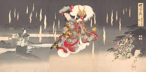 Scena Foxfire Kitsunebi ze sztuki Honcho nijushiko, 1898., 1898.