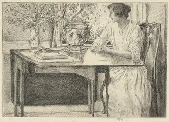 Stół Kolonialny (Holley House, Cos Cob) (prosto); Krajobraz ze stodołą (verso)