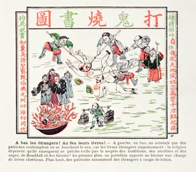 Spalenie trujących chrześcijańskich ksiąg, które gardzą naszymi tradycjami, naszymi przodkami, mądrością naszych mędrców i Buddy, 1891