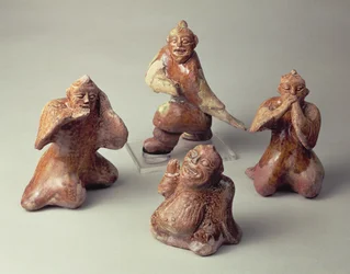 Wczesnochińska grupa czterech artystów garncarzy, artefakt grobowy, dynastia Han, 25-220 ne (ceramika)