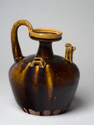 Hu z dekoracją głowy kurczaka, Eastern Jin, 317-420 (naczynie glazurowane)
