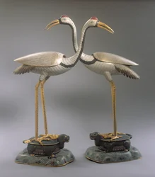 Para kadzideł żurawi, z okresu Qianlong (1736-95) (emalia cloisonne)