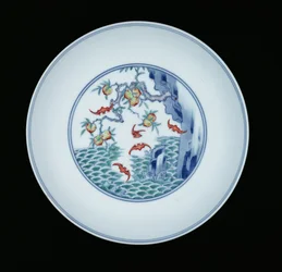 Porcelana malowana emaliami pod glazurą niebieski i ducai, 1723-1735 (porcelana)