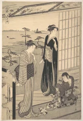 Genji na wygnaniu w Sumie, z serii Genji w modnym współczesnym przebraniu (Fūryū yatsushi Genji: Suma)