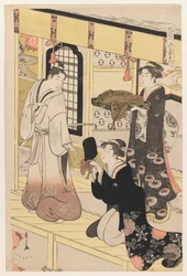 Hana no En, z Osiem widoków przebranego Genji, ok. 1790 (kolorowy drzeworyt)