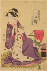 Oiran Hinazuru z Chōjiya, z serii: Piękne kobiety z Zielonych Domów - sześć słynnych poetek