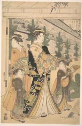 Dwie oiran z dwiema towarzyszkami w Yoshiwarze