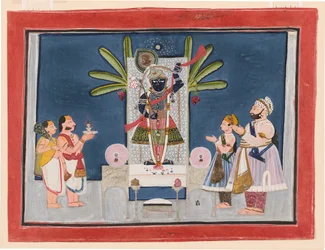 Rawat Gokul Das i Rawat Nahar Singh z Devgarh na nabożeństwie