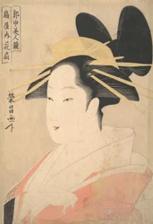 Portret dużej głowy i popiersia Oiran Hanaogi z Ogiji, prawdopodobnie 1798
