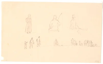Dwa rzędy szkiców figur