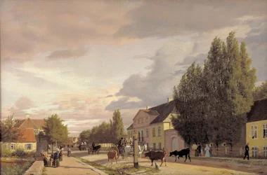 Widok ulicy w Østerbro poza Kopenhagą. Światło poranka, 1836