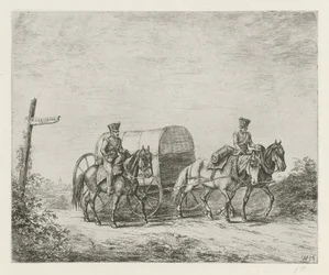 Dwóch żołnierzy na koniach