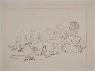 Zgromadzenie zwierząt. Ilustracja do „Reinike Fuchs”