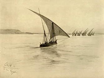 Feluki na Nilu, Kair, Egipt, 1898.