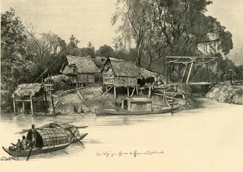 Domy na palach, Bangkok, Syjam, 1898.