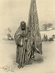 Mężczyzna z flagą, Nagada, Egipt, 1898.