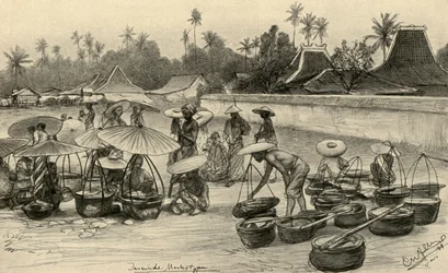 Scena targowa, Jawa, 1898.