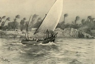 Sztorm z północy na Nilu, Egipt, 1898 r.