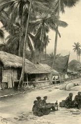 Scena uliczna w Tasikmalaya, Jawa, 1898.