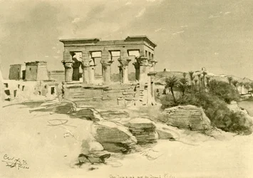 Świątynia Izydy i Kiosk Trajana na wyspie Philae, Egipt, 1898.
