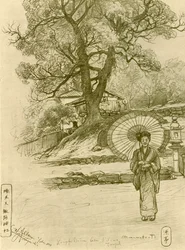 Kobieta z parasolką, Nagasaki, Japonia, 1898.