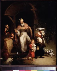 (Wypędzenie Hagar) Ismael jest pierwszym synem Abrahama z Hagar (Hagar), egipską sługą jego żony Sary. Po narodzinach Izaaka Ismael i Hagar zostają wypędzeni. Obraz Christiana Wilhelma Ernsta Dietricha (1712-1774) XVIII-wieczna muza