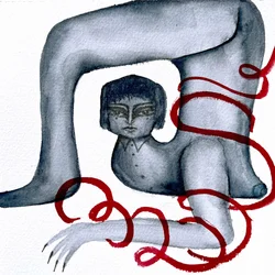 Surrealistyczna rysowana postać