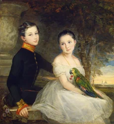 Dzieci z papugą par Robertson, Christina (1796-1854)