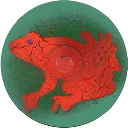 Żaba ok. 2023 r. (akryl na płycie CD)